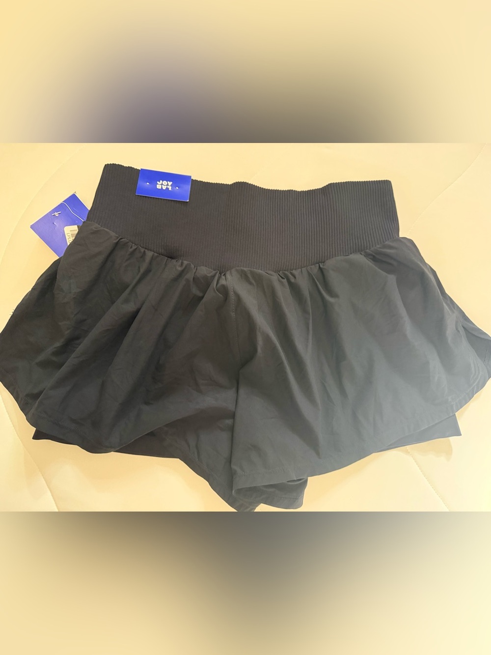 JoyLab High-Waist Black Ruffle-Style Active Shorts - Picture 2 of 3